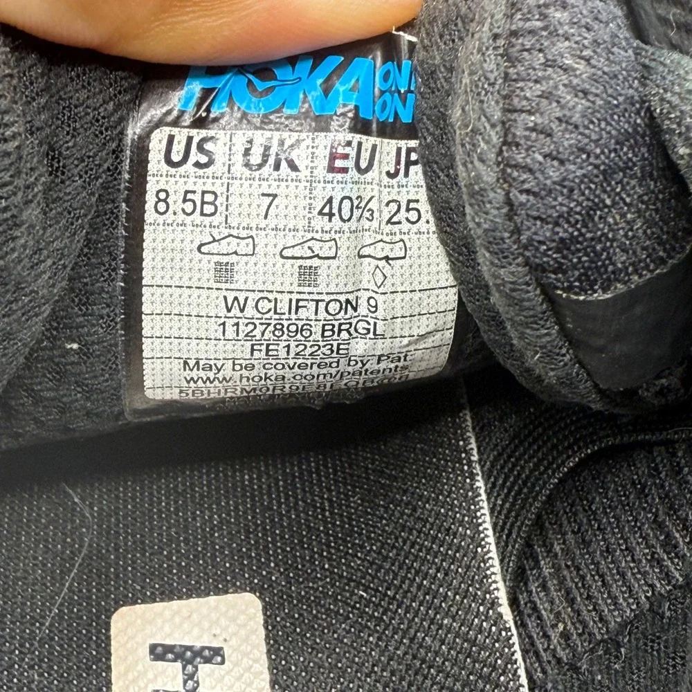 Hoka Clifton 9 Women's Running‎ Shoes Black Rose Gold Athletic Sneakers Size 8.5